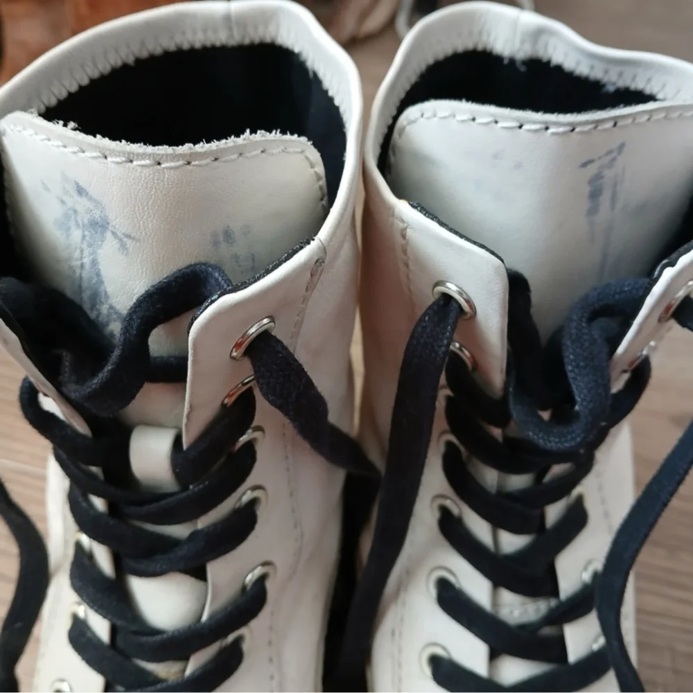 RAG & BONE Shiloh White LEATHER Lace Up COMBAT BOOTS Women's Shoe Size 7.5 38 - Picture 8 of 10